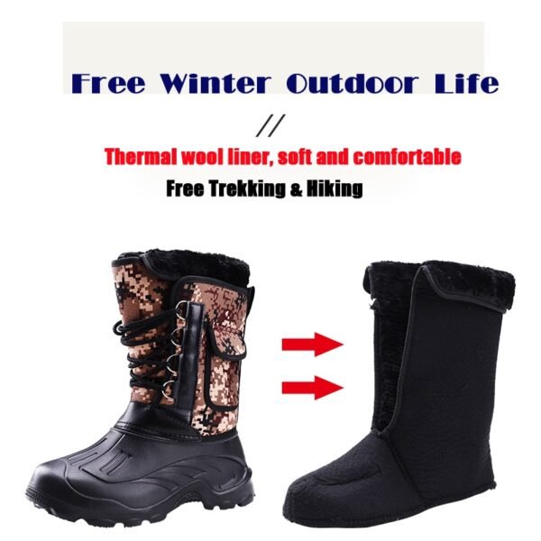Men Winter Boots Warm Waterproof Sneakers Outdoor Activities Fishing Snow Work Boots Plus Plush Non-slip Men Shoes Fishing Boots
