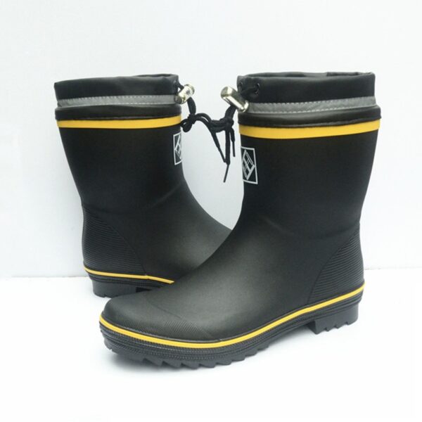 Men Winter Plush Warm Mid-Calf Rubber Rain Boots Outdoor Comfort Work Water Boots Autumn Waterproof Fishing Boots - Image 4