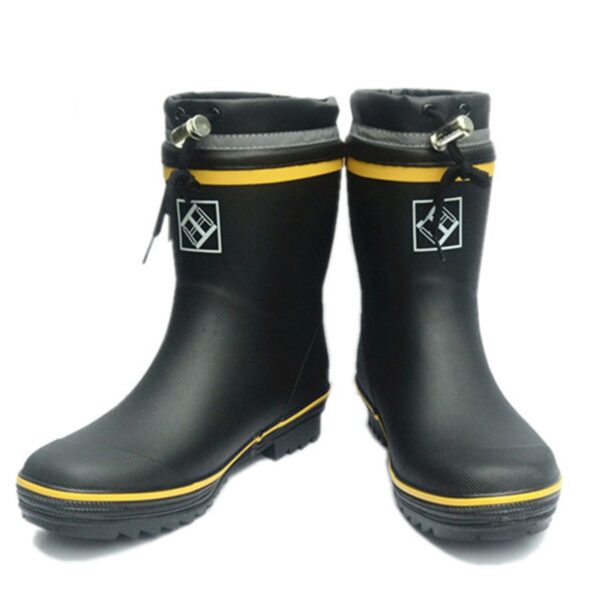 Men Winter Plush Warm Mid-Calf Rubber Rain Boots Outdoor Comfort Work Water Boots Autumn Waterproof Fishing Boots