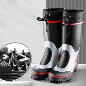 New Steel Spike Bottom Rain Boots Outdoor Fishing Shoes High Tube Rubber Sea Fishing Reef Climbing Non-slip Multipurpose Shoe