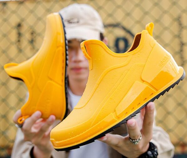 VXO Rain Boots Men's Short Tube Outdoor Waterproof Shoes Car Wash Fishing Rubber Shoes Lightweight Ankle Rainy Day Boots