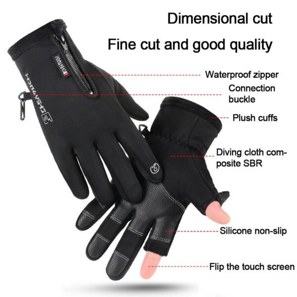 Winter Fishing Gloves Exposed Two-finger Wrist Elastic Warm