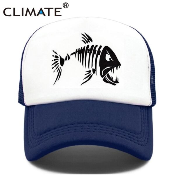 CLIMATE Fishbone Trucker Cap Men Fishing Skeleton Fish