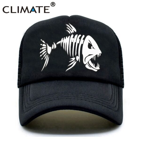 CLIMATE Fishbone Trucker Cap Men Fishing Skeleton Fish