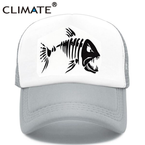 CLIMATE Fishbone Trucker Cap Men Fishing Skeleton Fish