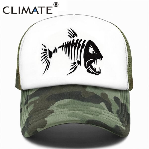CLIMATE Fishbone Trucker Cap Men Fishing Skeleton Fish