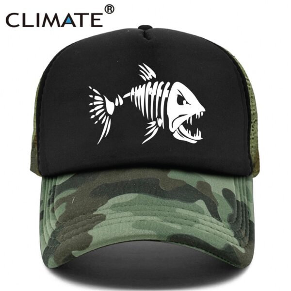 CLIMATE Fishbone Trucker Cap Men Fishing Skeleton Fish