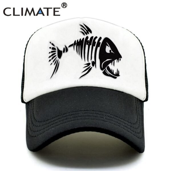 CLIMATE Fishbone Trucker Cap Men Fishing Skeleton Fish
