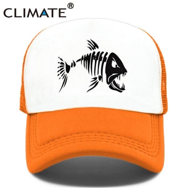 CLIMATE Fishbone Trucker Cap Men Fishing Skeleton Fish