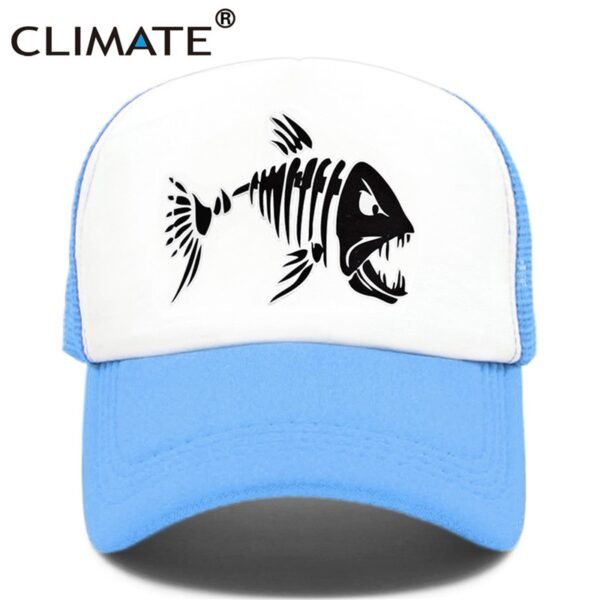 CLIMATE Fishbone Trucker Cap Men Fishing Skeleton Fish