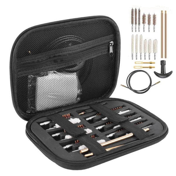 19pcs/set Tactical Gun Cleaning Kit for 22/38/9/40/45mm Caliber for Handgun Rifle Pistol Gun Brush Tool Kit