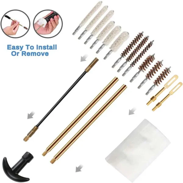 19Pcs/set Tactical Gun Cleaning Kit for Handgun for .22/.38/9mm/.40/.45 Caliber