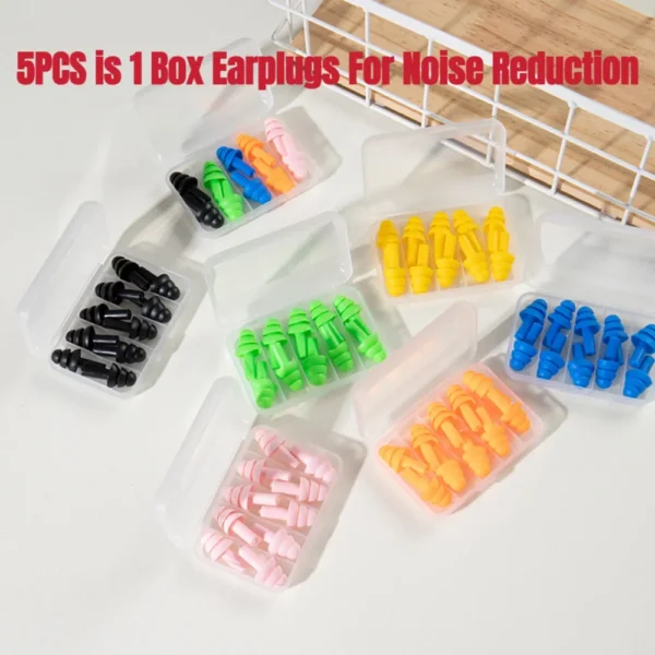5 Pairs of New Comfort Earplugs Noise Reduction Silicone Soft Ear Plugs - Image 2