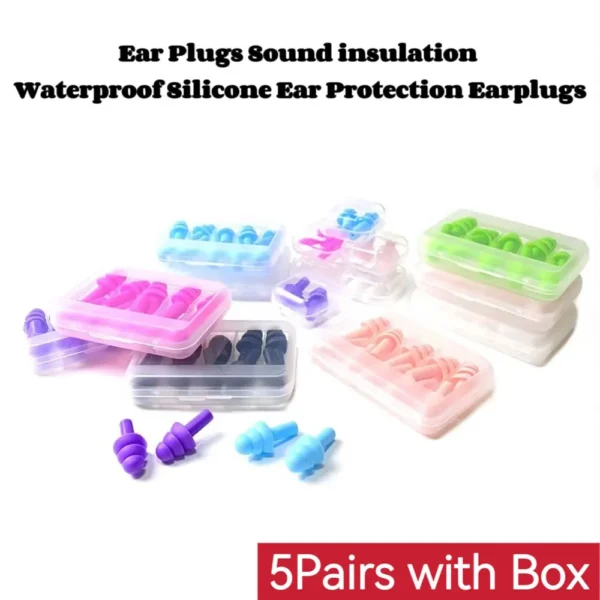 5 Pairs of New Comfort Earplugs Noise Reduction Silicone Soft Ear Plugs