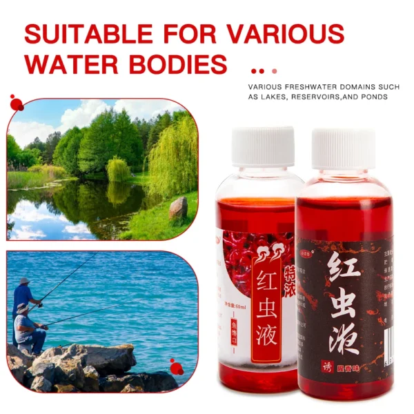 60ml  Freshwater Fish Red Worm Liquid  Strong Fish Attractant Concentrated Fish Bait  Perch for Trout Cod Carp Bass