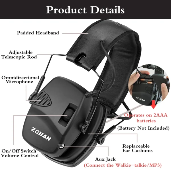Electronic Shooting earmuffs Tactical headset Ear Protection Anti-noise Ear muff for Hunting Ear Defender Sound Amplification - Image 4