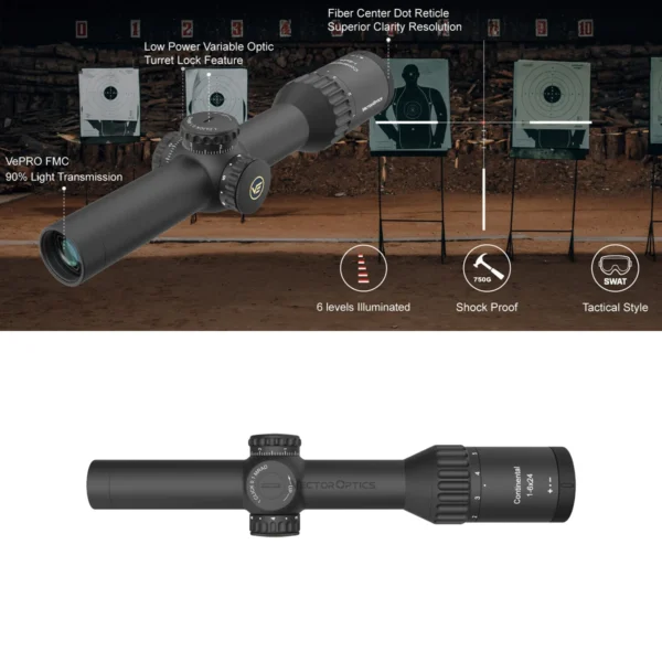 Vector Optics Continental 1-6x24i SFP Fiber Tactical Riflescope With Super Bright Illumination Fiber Reticle - Image 2