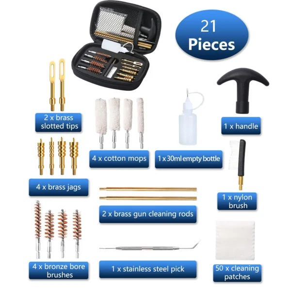 21PCS Universal Tactical Gun Cleaning Kit for Handgun  Gun Brush Tool for .22/.38/9mm/.40/.45 Caliber - Image 2