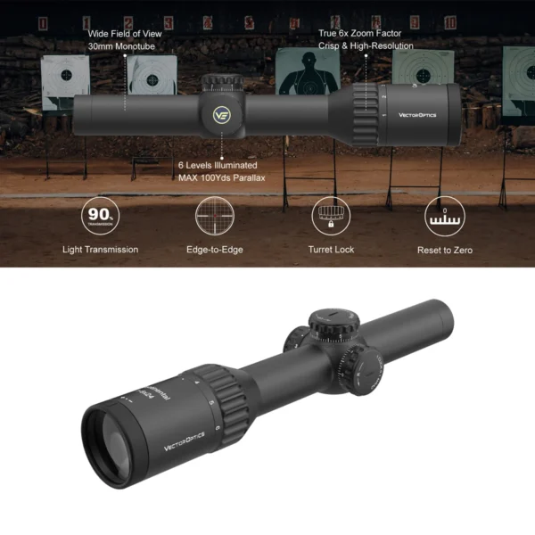 Vector Optics Continental 1-6x24i SFP Fiber Tactical Riflescope With Super Bright Illumination Fiber Reticle - Image 3