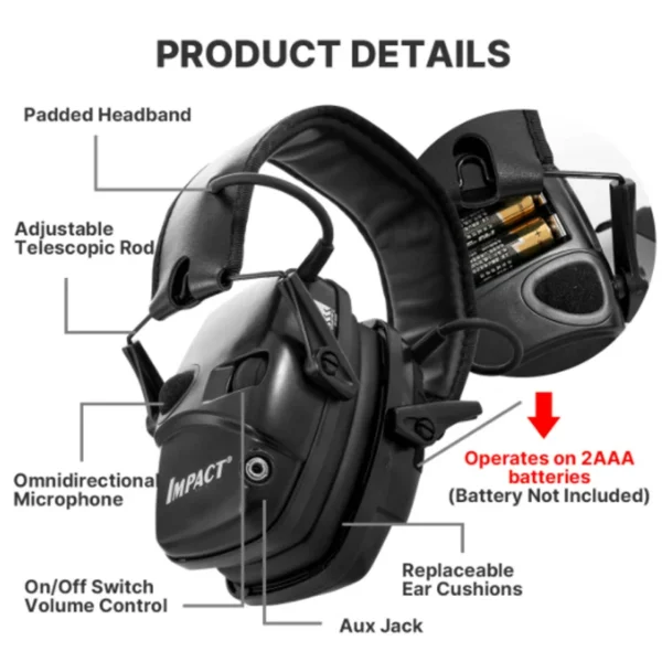 Electronic Damper Sports Shooting Earmuff Sports Shooting Impact Outdoor Anti-Noise Headset for Howard Leight Impact Sports - Image 5