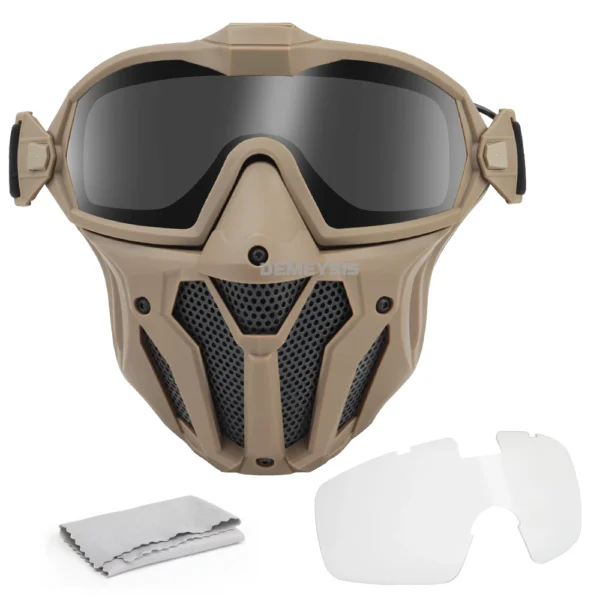 2 Lens Tactical Full Face Mask with Micro Fan Anti-fog Hunting Shooting Military Combat Masks Airsoft Paintball Mask Goggles Set - Image 8