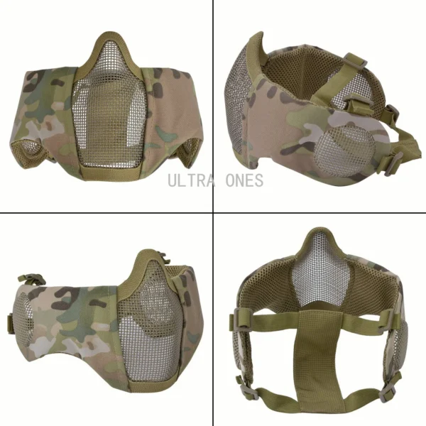 Airsoft Mask + Goggles Set Adjustable Metal Steel Mesh Half Face Protective for Paintball Shooting Cosplay CS War Game - Image 5