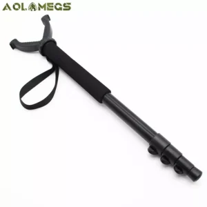 Aluminum Hunting Shooting Accessory V Shaped Rotating Yoke Monopod Telescopic Shooting Stick Hunting Stick with Shoulder Strap