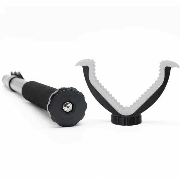 Aluminum Telescopic Monopod Shooting Camera Rack Rotating V Yoke Mount Adapter for Hunting Shooting Stick with Shoulder Strap