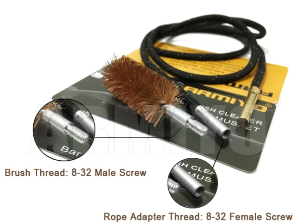 Armiyo Gun Bore Brush .22Cal 5.56mm Airsoft Rifle Barrel Cleaning Kit Shooting Accessories Screw Thread Size 8-32 m4