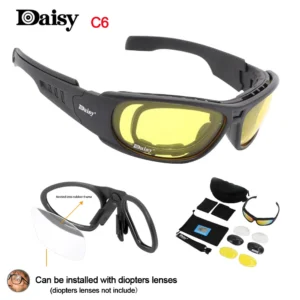Daisy C6 Polarized Glasses CS Army Tactical  Hunting Shooting Airsoft Bullet-proof Military C5 Goggles with 4 Lens Kit