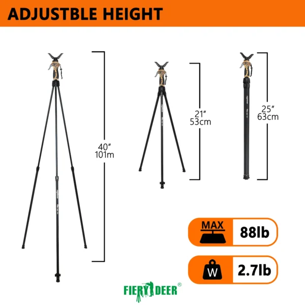 FIERY DEER Shooting Stick  hunting tripod with adjustable height