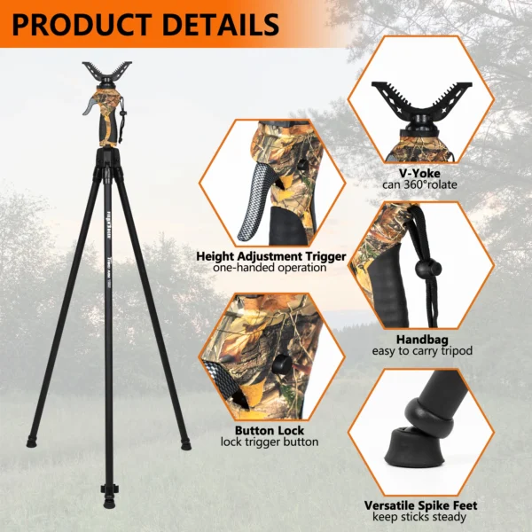 FIERY DEER Shooting Stick  hunting tripod with adjustable height - Image 2
