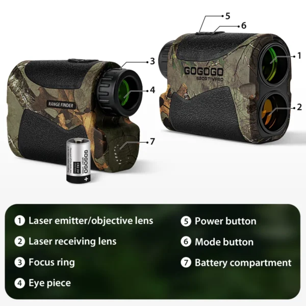 Gogogo Sport Vpro Hunting Rangefinder 800m/900y Laser Range Finder with Golf Hunting Mode Flaglock 6X Lens Telescope GS07CA - Image 5