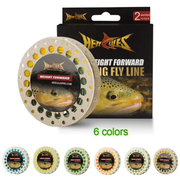 HERCULES Fly Fishing Line Floating Weight Forward with Double Welded Loop, Fluorescent Yellow WF5F WF6F WF7F WF8F 100FT