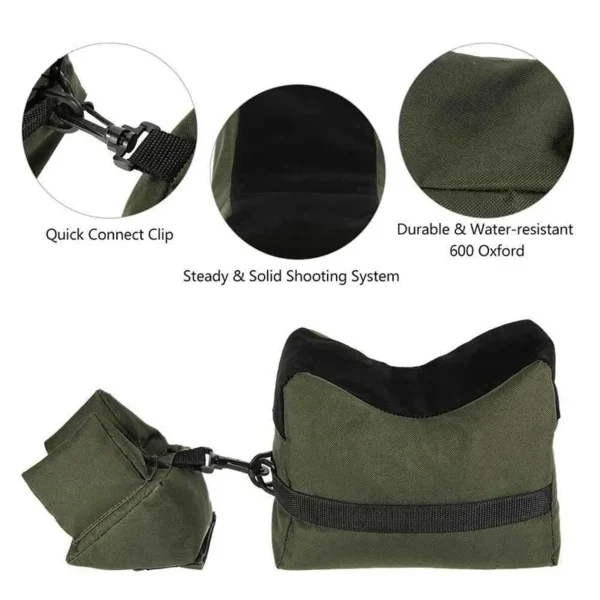 Hunting and shooting gun rest sand bags Front and Back
