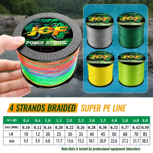 JOF 4 Braided x4 Strands 300M 100M Fly Fishing Line Multifilament Wire 10-85LB - Image 2