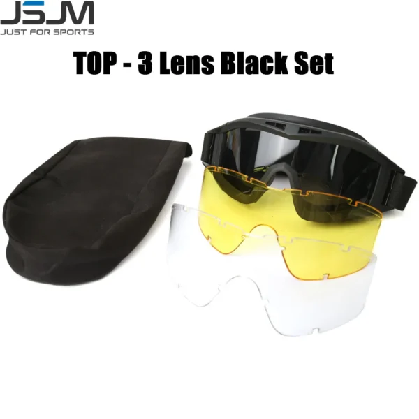 JSJM Airsoft Tactical Goggles 3 Lens Windproof Dustproof Shooting  Glasses CS Safe Protection - Image 7