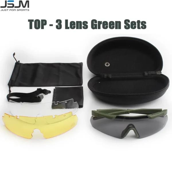 JSJM Military Tactical Goggles CS Airsoft Windproof Shooting Glasses HD 3 Lens Motocross Motorcycle Mountaineering Safe Glasses - Image 9