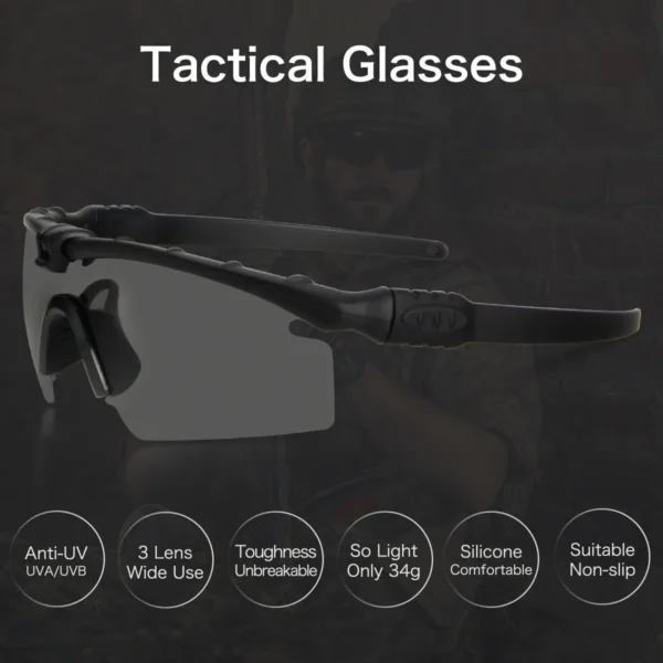 Men Women Army BALLISTIC 3.0 Protection Military Glasses Paintball Shooting Goggles Tactical MTB Cycling Polarized Sunglasses - Image 3