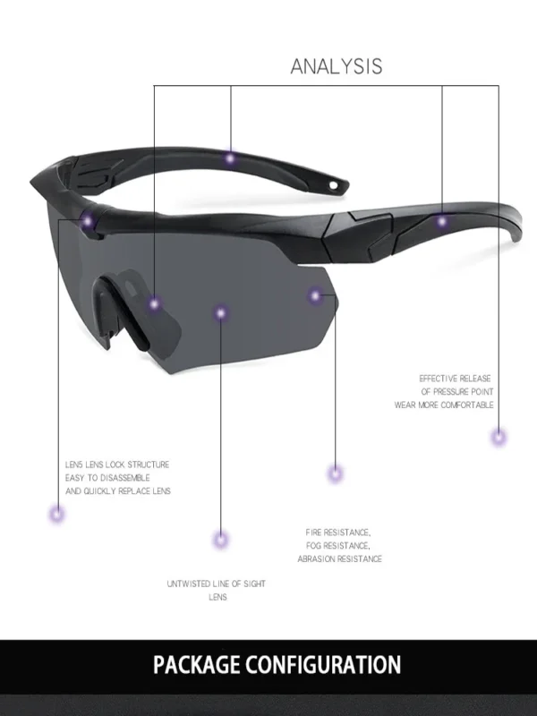 Military Tactical Goggles CS Airsoft Windproof Shooting Glasses HD 3 Lens Motocross Motorcycle Mountaineering Safe Glasses