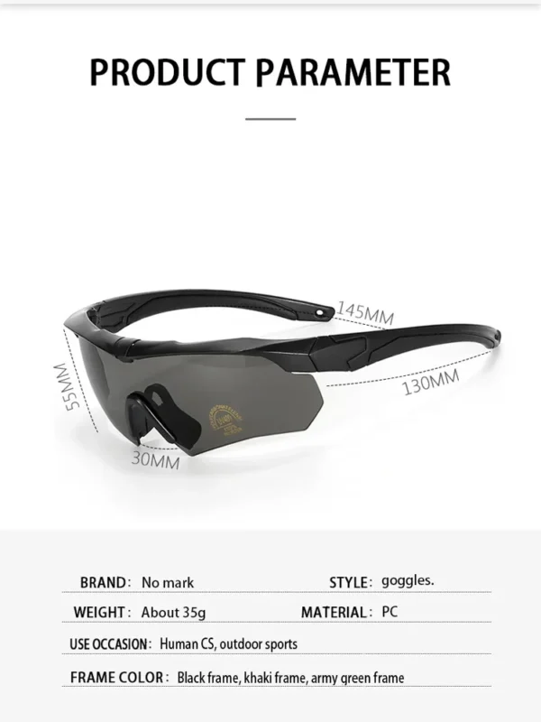 Military Tactical Goggles CS Airsoft Windproof Shooting Glasses HD 3 Lens Motocross Motorcycle Mountaineering Safe Glasses - Image 2