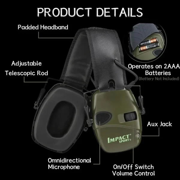 Shooting Earmuffs Tactical for Ear Protection Anti-noise Ear Muff Outdoor Sports 1pc - Image 3