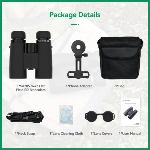 SVBONY SA205 8X42 ED Flat-field Binoculars, - Image 8