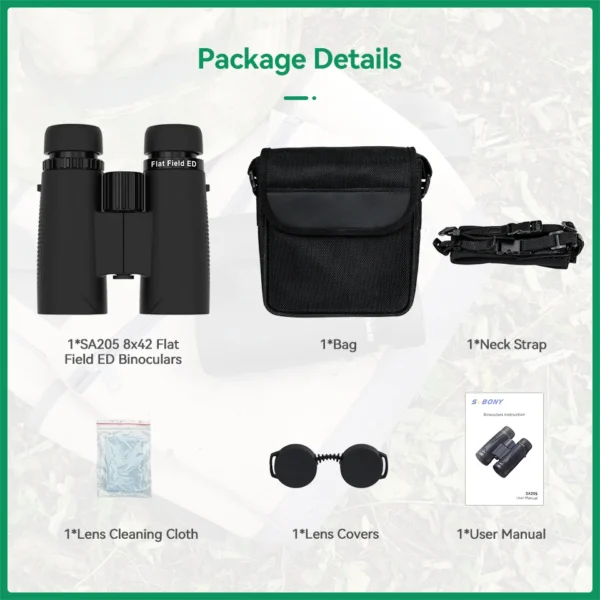 SVBONY SA205 8X42 ED Flat-field Binoculars, - Image 7