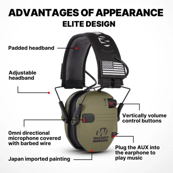 Tactical Electronic Shooting Earmuff Case Anti-noise Headset Foldable with bag - Image 3