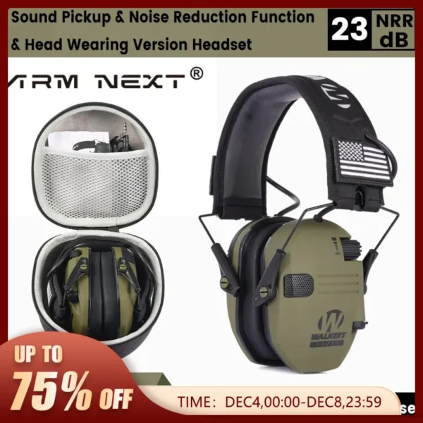 Tactical Electronic Shooting Earmuffs Noise Reduction Impact Hearing Protection Helmet With Bag