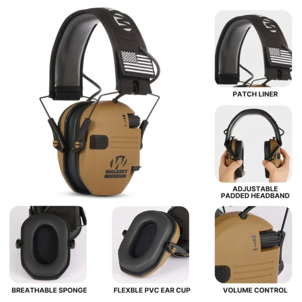 Tactical Electronic Shooting Earmuffs Noise Reduction Impact Hearing Protection Helmet With Bag - Image 3