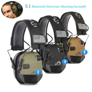 Tactical Hunting Hearing Protective Headset with 5.1 Bluetooth Adapter for Shooting Ear protecter for Gun Range Foldable