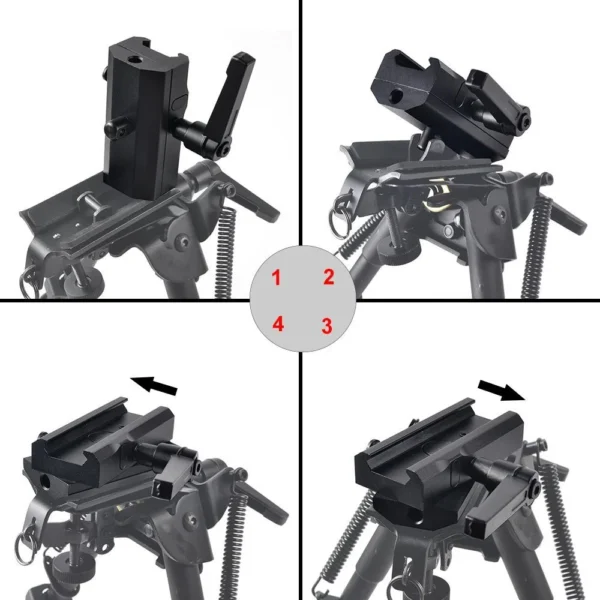 Tactics QD Rotatable Rifle Bipod Adapter for Harris Bipods with Pivot Lock Mounted on Picatinny Rail - Image 5