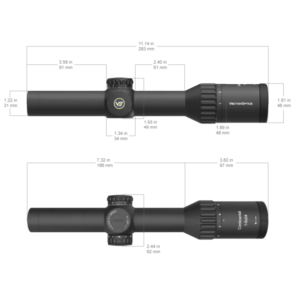 Vector Optics Continental 1-6x24i SFP Fiber Tactical Riflescope With Super Bright Illumination Fiber Reticle - Image 6